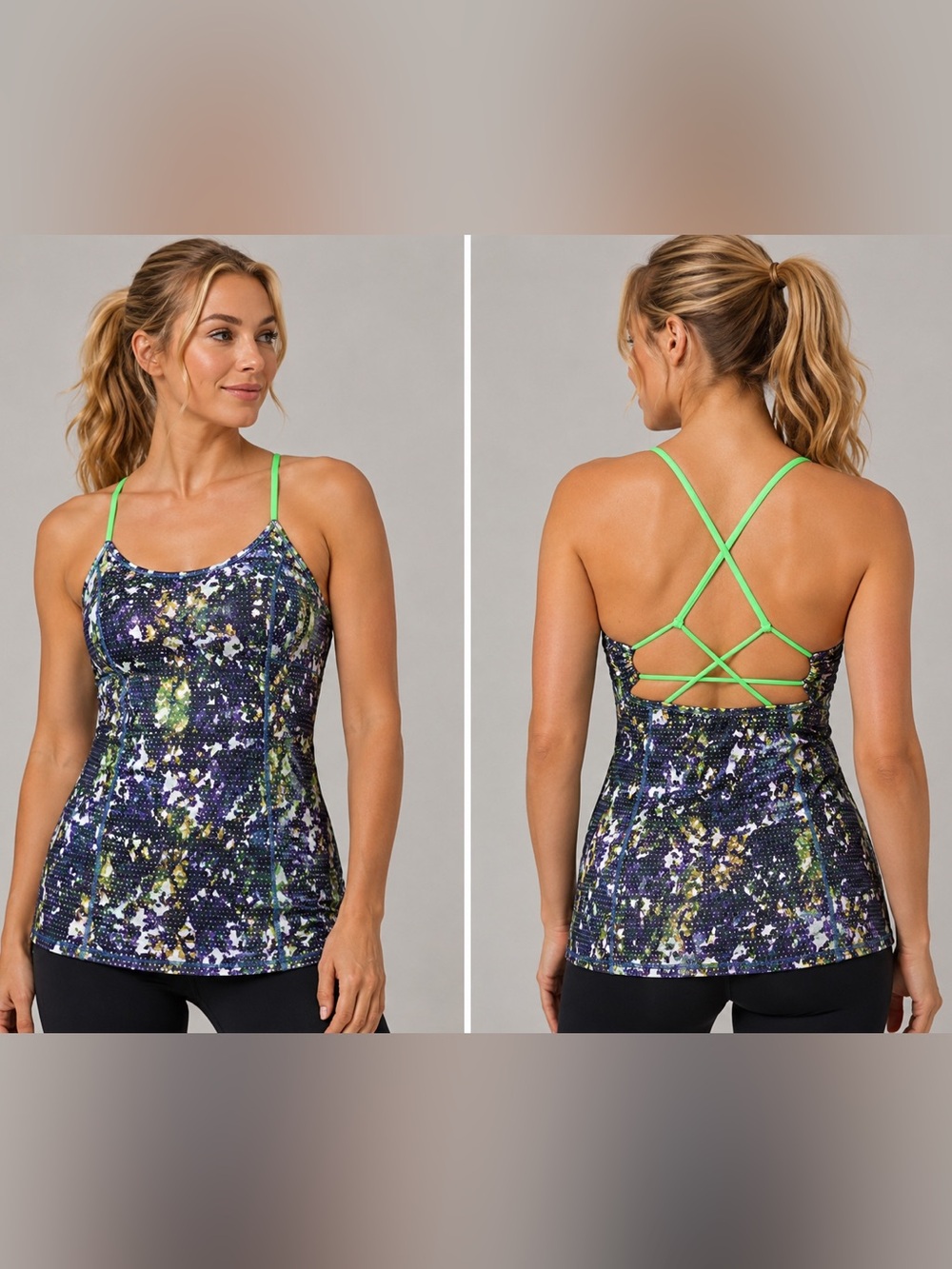 LULULEMON  Dancing Warrior Tank Bra Multi/ Pistachio Size 4